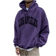 thumbnail image 1 of Clearance-Sale Men's Hoodie Letter Rinted Pullover Long-sleeved Top Hooded Sweatshirts(Purple,M), 1 of 6