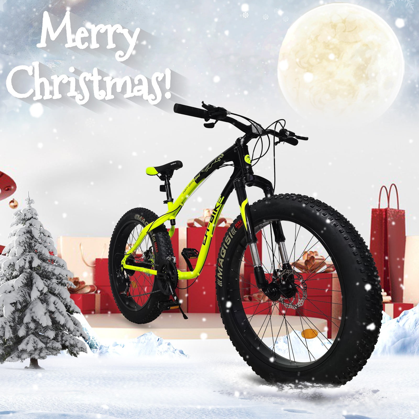 Clearance Sale Mens Fat Tire Mountain Bike 26 Inch Wheels 4 Inch Wide Knobby Tires 7 Speed Steel Frame Front and Rear Brakes Walmart