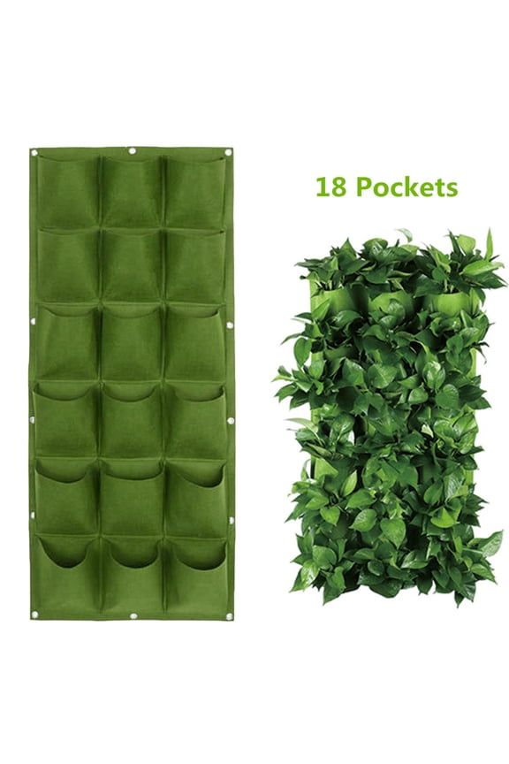 Sale Mijaution 18 Pocket Vertical Greening Hanging Wall Garden Plant Grow Pot Bag Planter