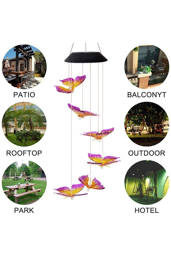 Colorful Color Changing Outdoor Waterproof Solar Wind Chime Lamp