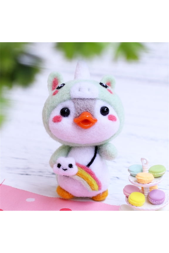 Cute Penguin Pattern Handmade Diy Poke Wool Felts Material Production Package