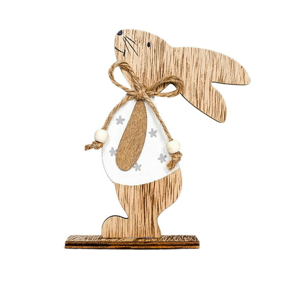 Clearance Sale Mijaution Easter Decorations Wooden Rabbit Shapes Ornaments Craft Gifts