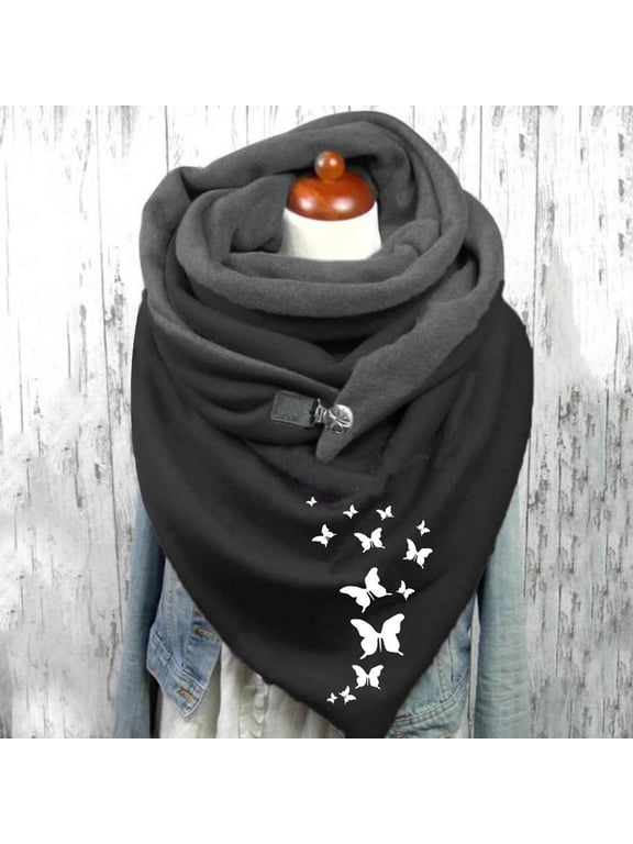 Fashion Women Printing Button Soft Wrap Casual Warm Scarves Shawls