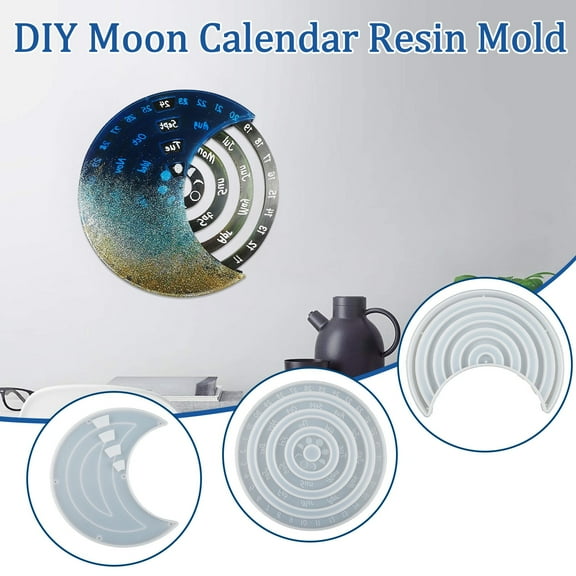 Clearance Sale!Moon For Diy Wall Decoration Perpetual Molds Calendar Crafts Resin Home Resin Home Diy,White Epoxy Silicone Mold