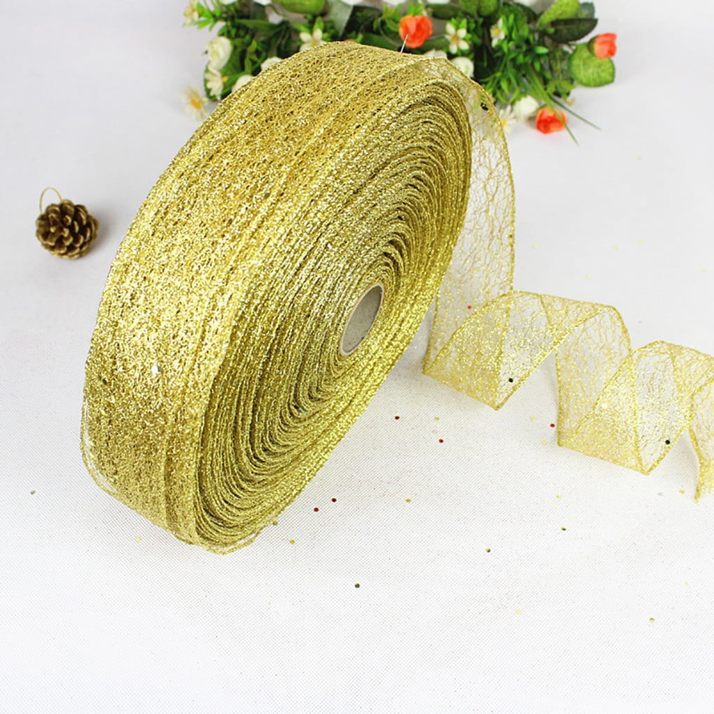 Clearance Sale! New 10M Messy Net Lock Dusting Christmas Ribbon