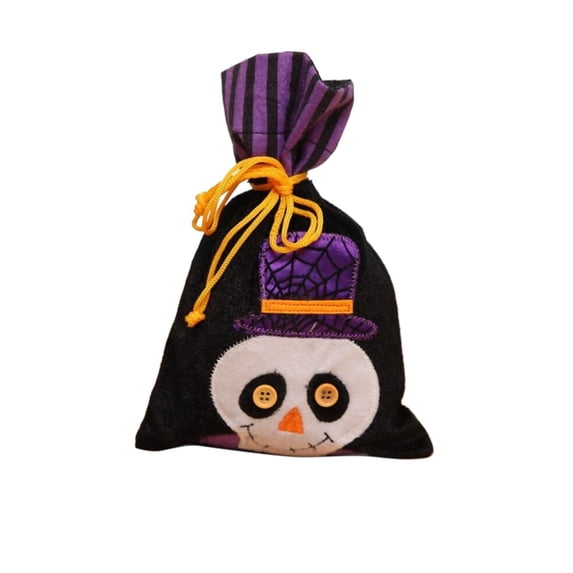 Clearance Sale | Non-Woven Drawstring Halloween Candy Bag with Skeleton Design, Large Capacity Trick-or-Treat Tote