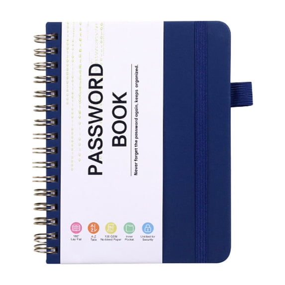 Clearance Sale! Notebook Spiral Password Book, Deep Blue Spiral Lined Notebook Pack