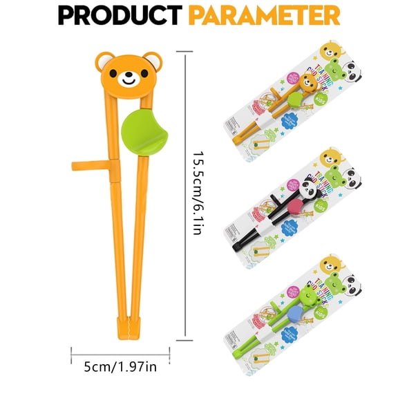 Clearance Sale | Panda Design Silicone Chopsticks Helper with Adjustable Finger Holder, Reusable Training Utensil
