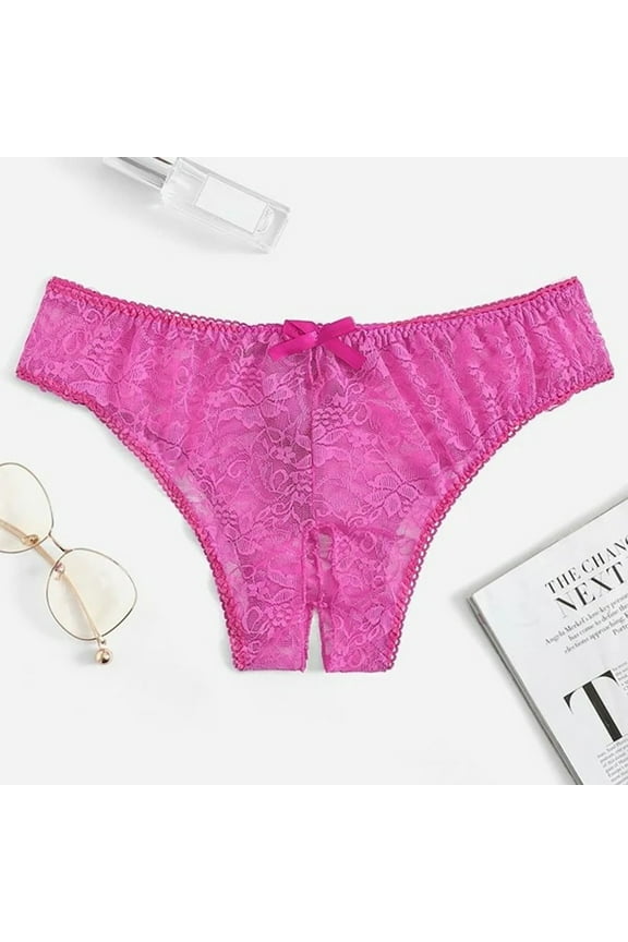 Clearance Sale! Panties for Women High Waist 1Pc Women Plus Floral Underwear Brief Crotchless Lace Panty Womens Panties Hot Pink Xl