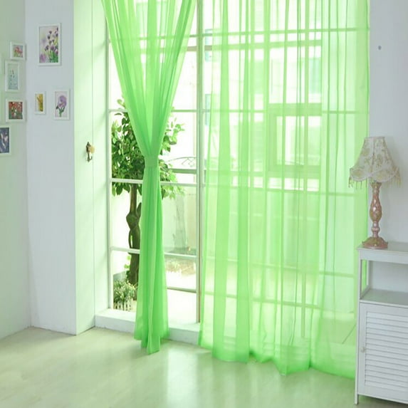 Pedty Polyester Curtains,1X One Curtain,1 Pcs Pure Color Tulle Door Window Curtain Drape Panel Sheer Scarf Valances