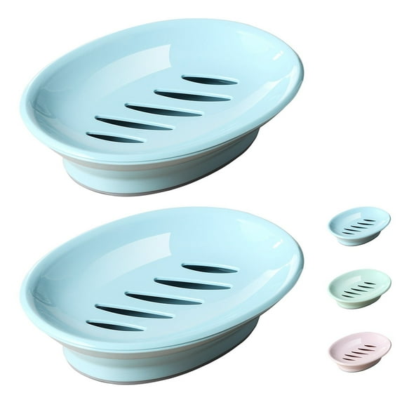Clearance Sale Pedty Soap Holder,Soap Dish,Oval Drain Soap Box 2Pc Blue,2 Pack Soap Dish Bar Soap Holder Soap with Drip Tray for Shower