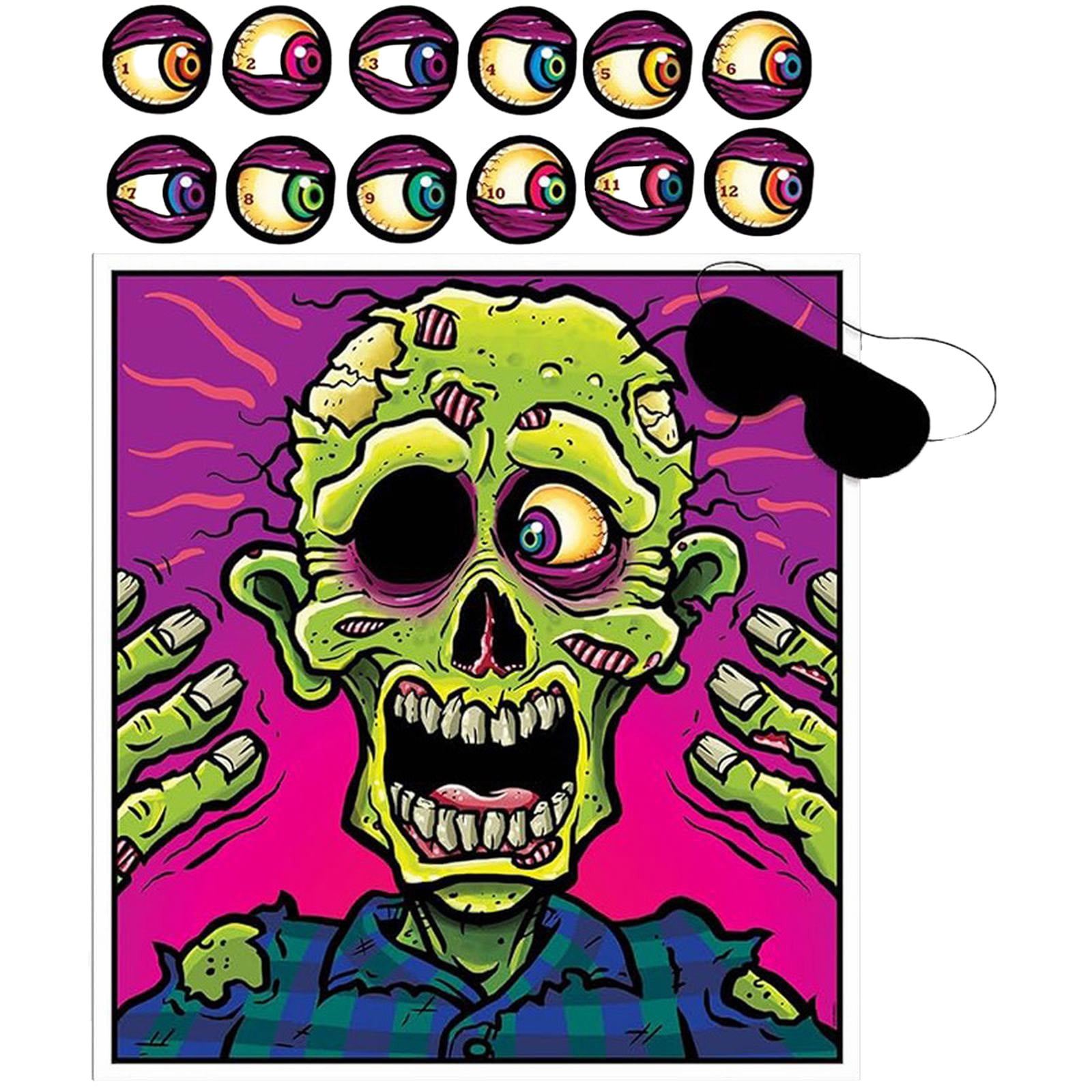 Clearance Sale! Pin The Eyeball On The Halloween Party Game Pin The Tail Games Halloween Party Game Poster With Eyeball Stickers And Blindfold For Kids Birthday Party