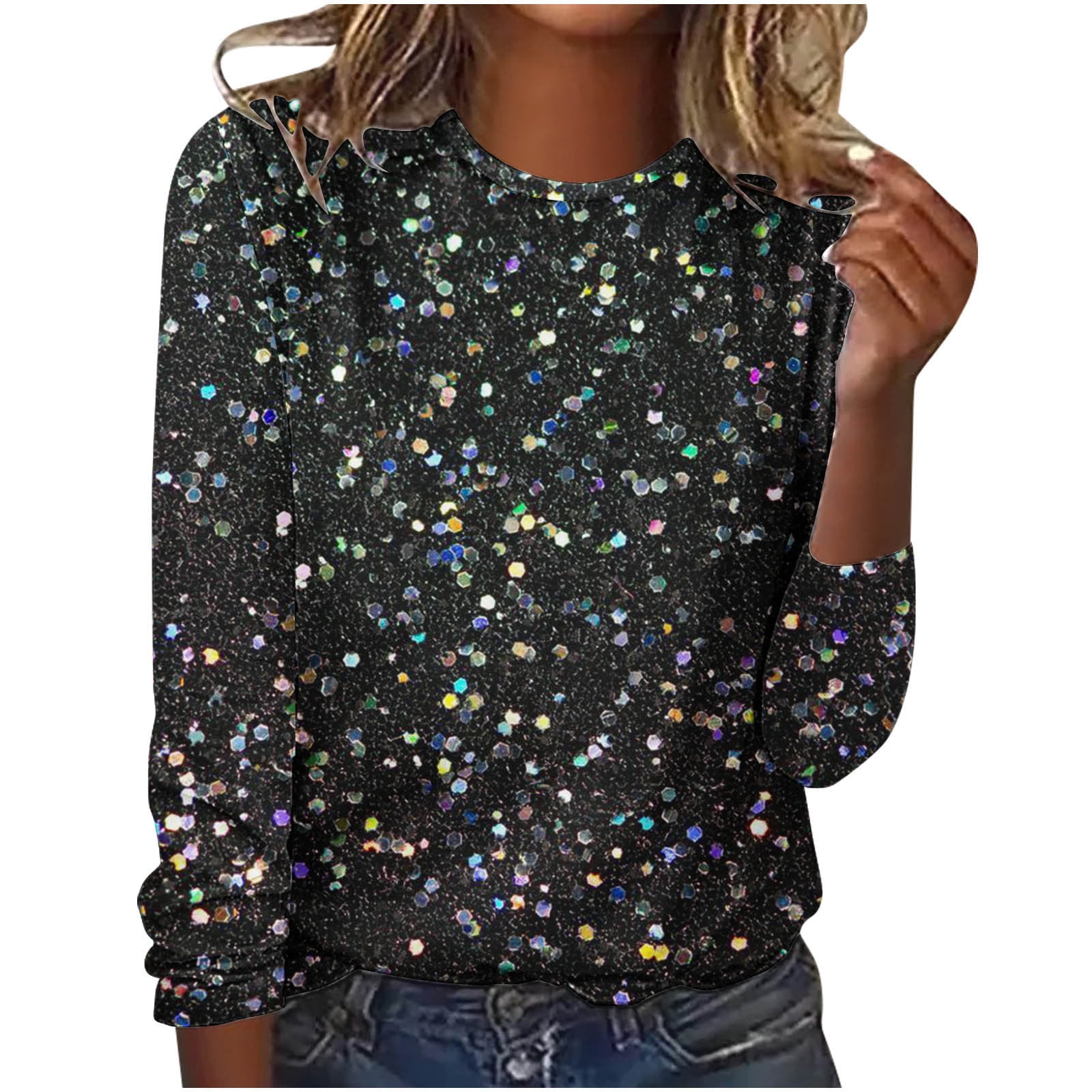 womens long sleeve sparkly tops