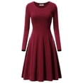 thumbnail image 1 of Prom Dresses for Women ,Women Elegant Temperament Solid Color Round Neck Long Sleeved Dress,Wine,4Xl, 1 of 3