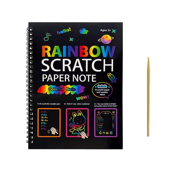 Clearance Sale | Rainbow Scratch Art Notebook for Kids, Creative Drawing and Craft Activity Set