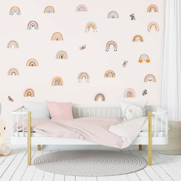Clearance Sale!Rainbow Wall Decor Stickers,Small Rainbow Wall Decal,Watercolor Rainbow Sun Wall Stickers for Girls Boys Baby Bedroom Nursery Wall Decor