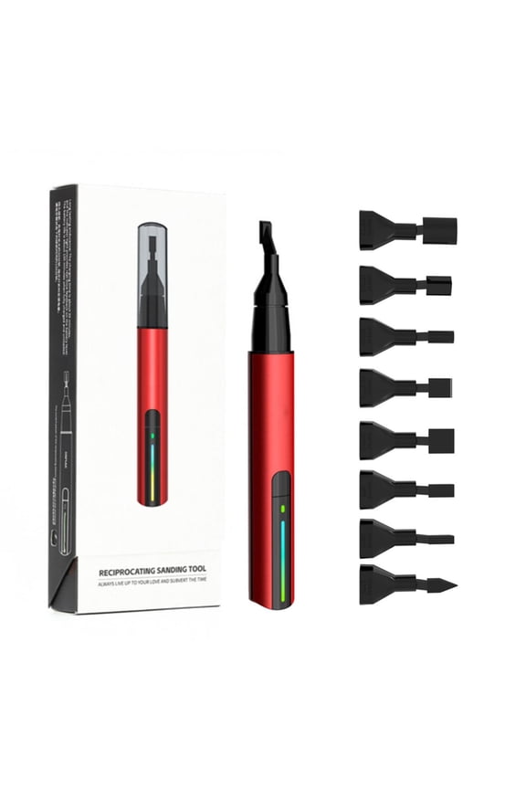 Clearance Sale!Reciprocating Mini Sanding Machine Usb Fast Charging Electric Sanding Pen With 8 Sanding Heads And Self Adhesive Sandpaper Used For Small Sanding Polishing Diy Crafts (Red),Red Manual