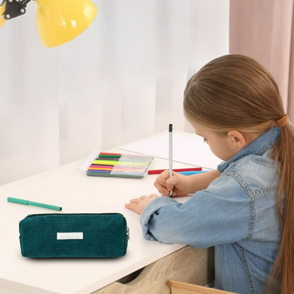 Clearance Sale!Retro Corduroy Solid Color Pencil Case Large Capacity Student Stationery Storage Bag Clutch Bag, Pencil Case