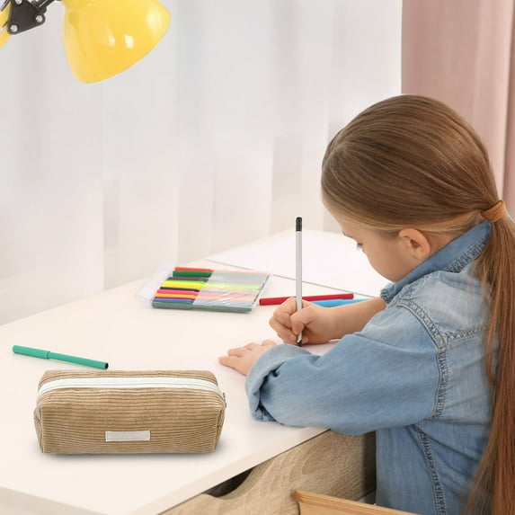Clearance Sale!Retro Corduroy Solid Color Pencil Case Large Capacity Student Stationery Storage Bag Clutch Bag, Pencil Case