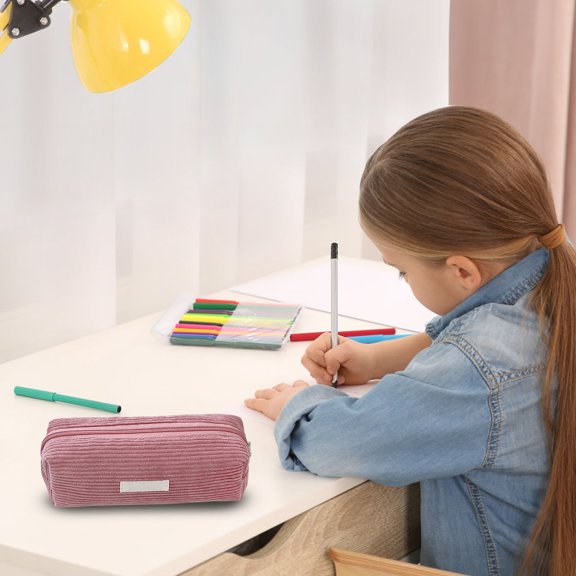 Clearance Sale!Retro Corduroy Solid Color Pencil Case Large Capacity Student Stationery Storage Bag Clutch Bag, Pencil Case