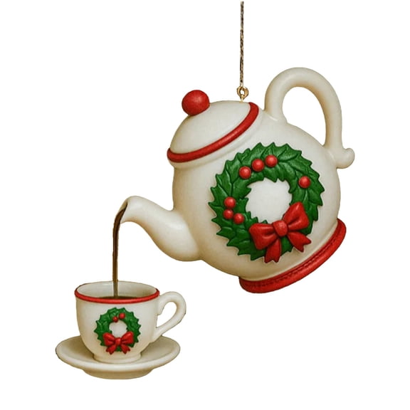 Clearance Sale Retro Teapot Acrylic Christmas Ornament Pouring Effect Hanging Decor for Xmas Tree Mantel Window Tea Lover Holiday Gift Keepsake