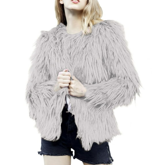 Clearance Sale! Rigardu Women's Faux Coat Jacket Autumn and Winter Grey M