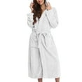 thumbnail image 1 of Clearance Sale! Robes for Women Womens Robe Women Hooded Bathrobe Lightweight Soft Plush Long Flannel Sleepwear Hooded Bathrobe Plush Long Warm Robe White M, 1 of 3