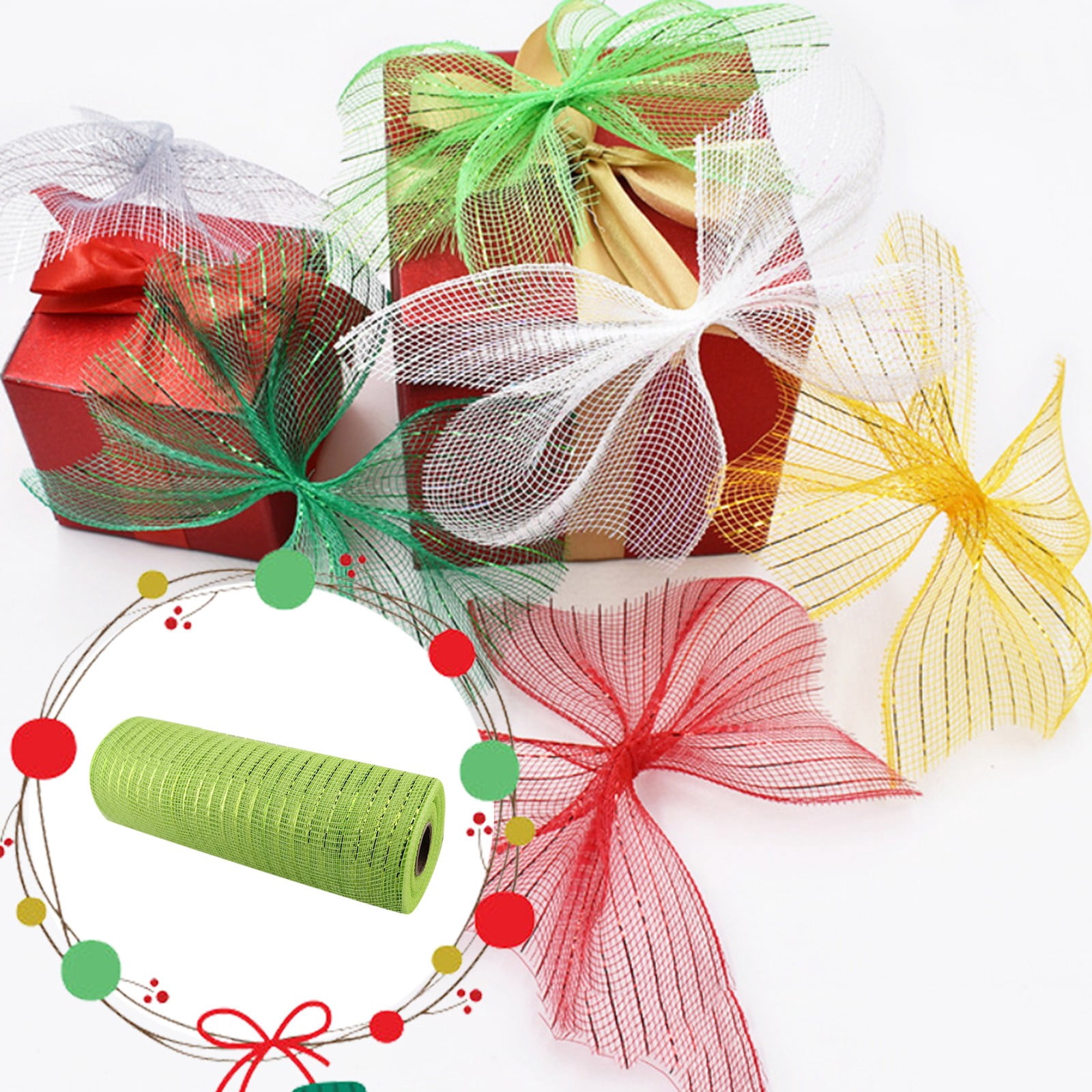 Clearance Sale ! Rofhy B0Bp74Zrs8 Poly Mesh Ribbon with Metallic Foil ...