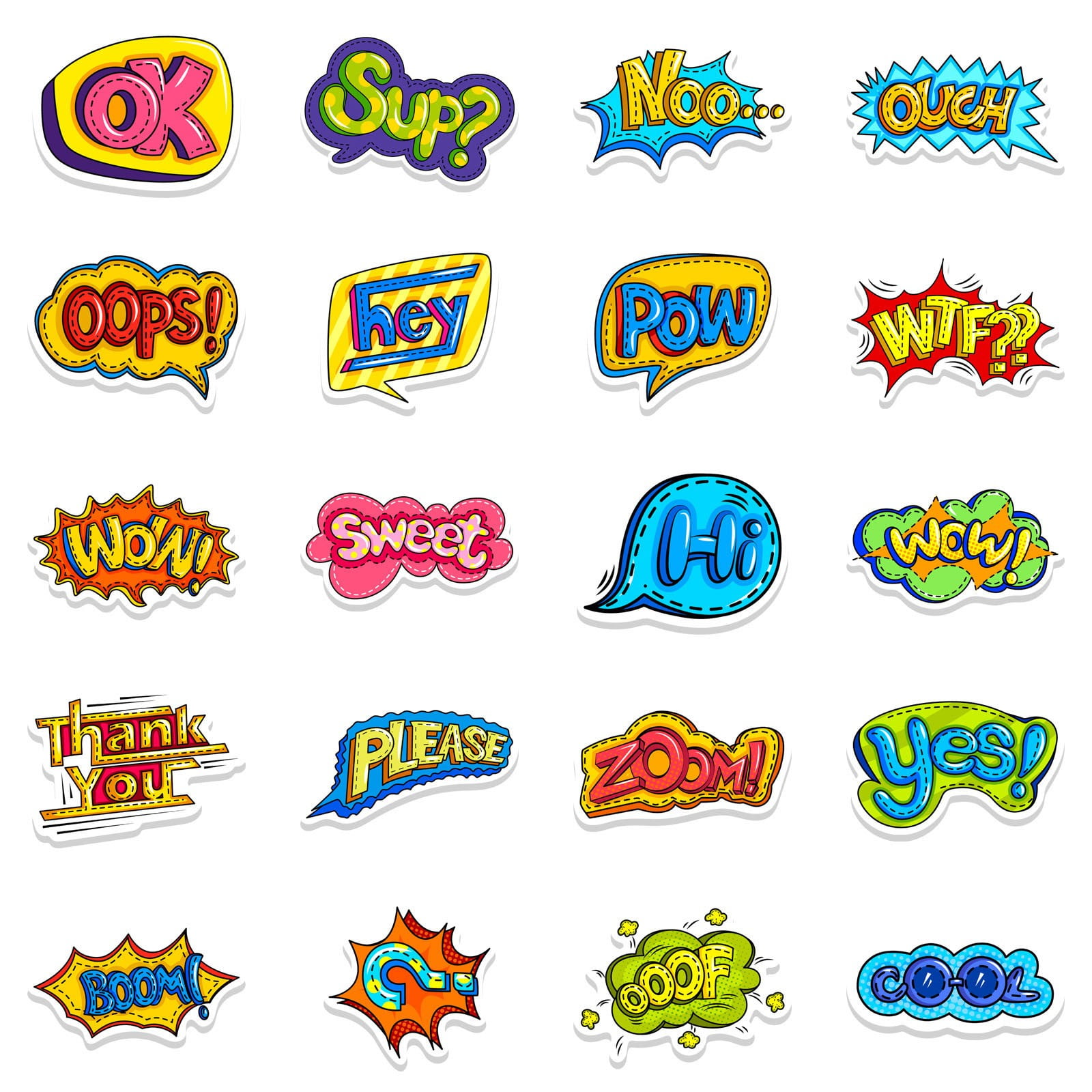 Clearance Sale Rongxk 46X Stickers Stickers Cartoon Surprise Text