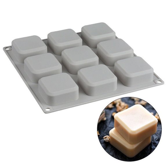 Stampo In Silicone Per Sapone E Candele 4 Cavità – Allforhome – Geometrico Quadrato 6,6cm – Resistente Al Calore