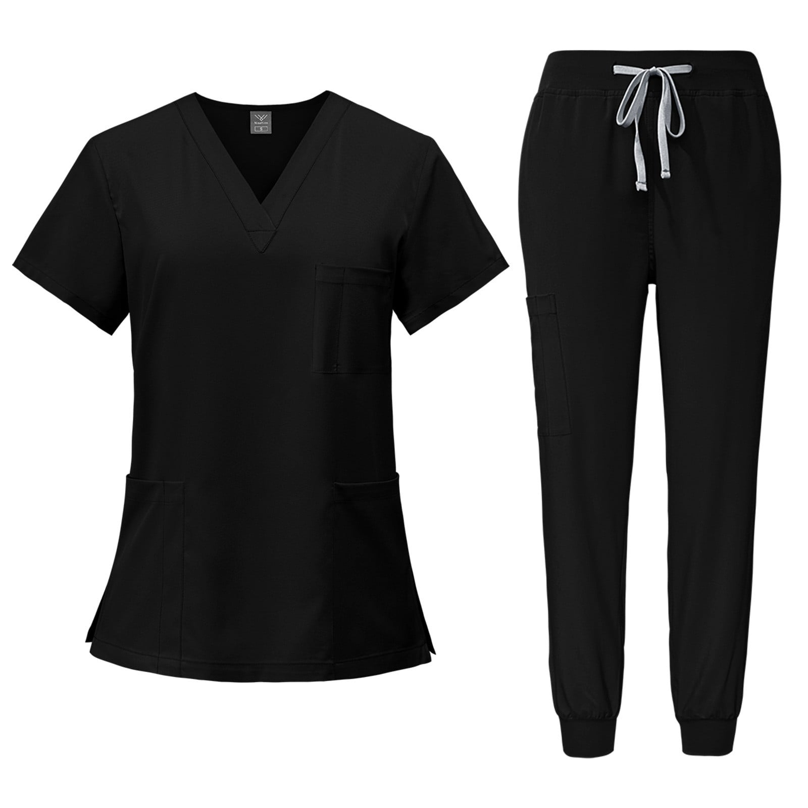 Clearance Sale Scrub Sets for Woman Solid Color V-Neck Short Sleeve ...