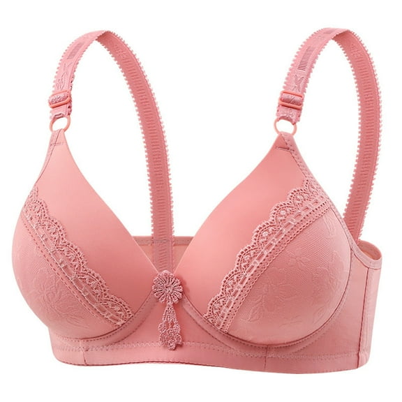 Seamless Comfort Bras For Women, Non-Wired Support, Flexible Underband, Lightweight Everyday Wear, Wide Shoulder Straps Pink 40B Size