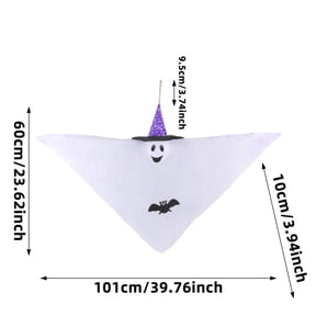 Clearance Sale | Set of 3 Poseable Ghost Hanging Decorations with Witch Hats, Multi-Expression Halloween Porch Yard Props