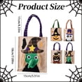 thumbnail image 1 of Clearance Sale | Set of 4 Reusable Burlap Halloween Candy Bags with Pumpkin Witch Skeleton and Ghost Designs, D, 1 of 9