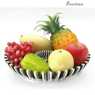 Clearance Sale-Shatter Proof Fruit Tray Platter DIY Compote - Tough ABS Plastic Fruit Bowl - Make Beautiful Fruit Arrangements - White & Black Fruit Trays for Parties, Weddings, Baby Showers