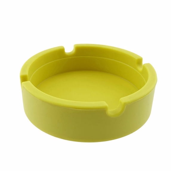 Clearance Sale! Silicone Round Ashtray – Eco-Friendly, Colorful Premium Rubber Design, Heat Resistant, Unbreakable, Ideal for Home, Office, and Outdoor Use (Yellow)