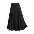 thumbnail image 1 of Skirts for Women Retro Black Skirt Solid Color Patchwork Gothic Lace Bandage Maxi Skirt High Waist Swing Hem Pleated Lightweight Long Skirts for Women Weekly-Deals（Black,L）, 1 of 6