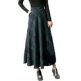 thumbnail image 1 of Skirts for Women Solid Color Plaid Pattern Womens High Elastic Waist Maxi A-line Plaid Winter Warm Flare Long Ankle Skirt Skirt Midi Fit And Flare Daily Elegant A-Line Swing Hem Skirt, 1 of 3