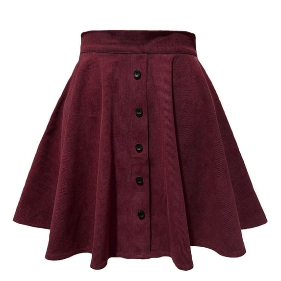 Clearance-Sale Skirts for Women Solid Color Satin Women's Corduroy Skirt Fashion Sweet Single Button High Waist Umbrella Skirt Skirt Midi Fit And Flare Y2K Fashion Elegant A-Line Swing Hem Skirt