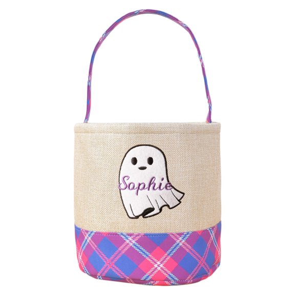 Clearance Sale! Style 1 Linen Ghost Pattern Storage Basket Halloween Porch Party Candy Bin Decor