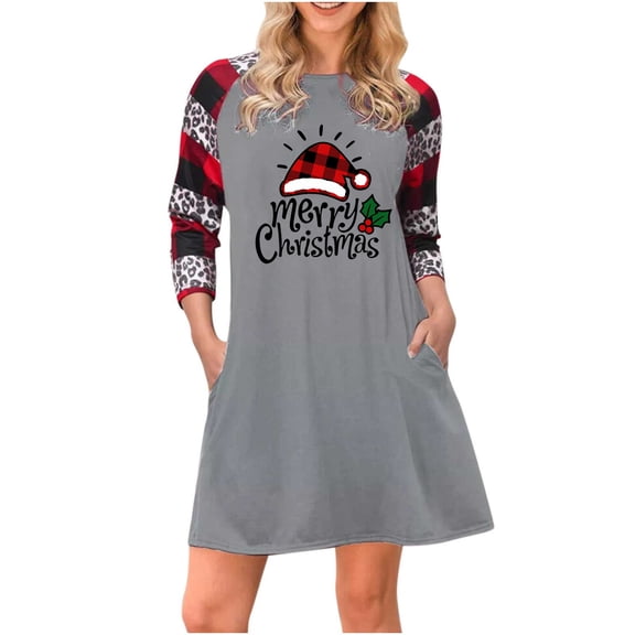 Summer Dresses for Women 2023 Long Sleeve Printing Digital Print Dress Round Neck Midi Fit And Flare Fashion Trendy Elegant Party Club Vacation Homecoming A-Line Flowy Hem Ruched Dress