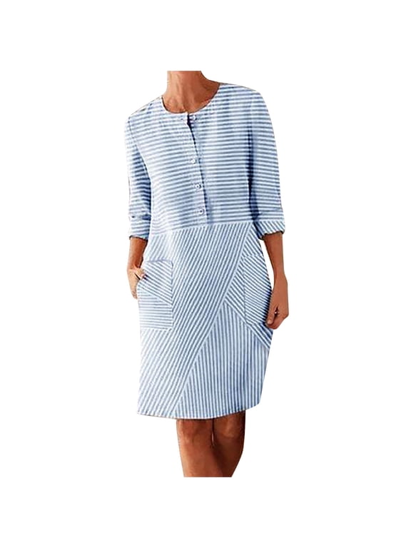 Summer Dresses for Women 2023 Long Sleeve Printing Patchwork Dress Round Neck Slash Midi Fit And Flare Y2K Fashion Elegant Party Club Beach Seaside Homecoming A-Line Swing Hem Dress