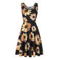 thumbnail image 1 of Summer Dresses for Women 2023 Sleeveless Printing Floral Pattern Dress V-Neck Midi Fit And Flare Fashion Elegant Party Club Holiday Vacation Homecoming A-Line Swing Hem Ruched Dress, 1 of 4