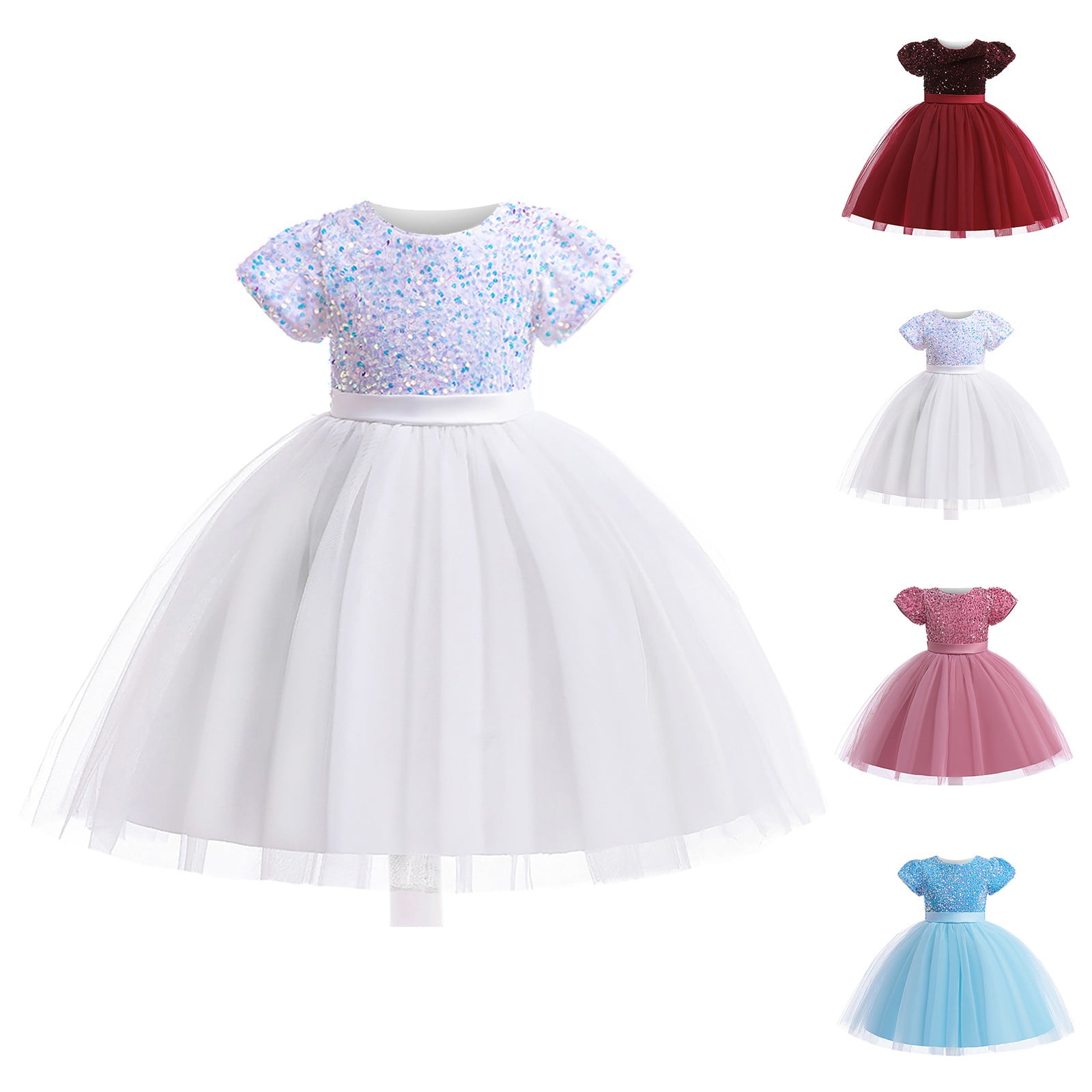 Clearance Sale! TOFOTL Toddler Kid Girl Lace Short Sleeve Princess Gown