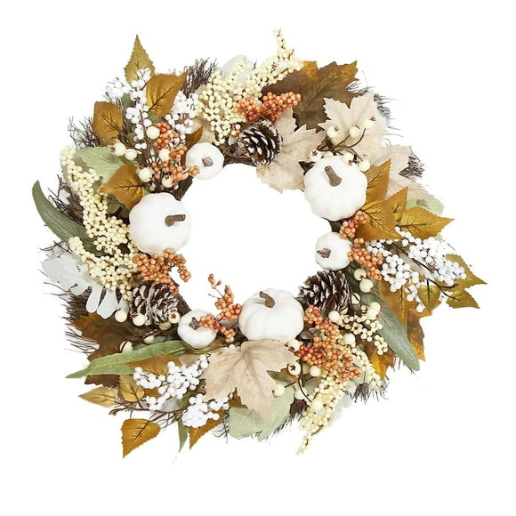 Clearance Sale! Tanune Fall Decor Fall Wreaths for Front Door 18 Autumn Pumpkin Berry Wreath Fall Decorations for Thanksgiving Halloween Farmhouse Outdoor, Halloween Wreath, Wreath*1