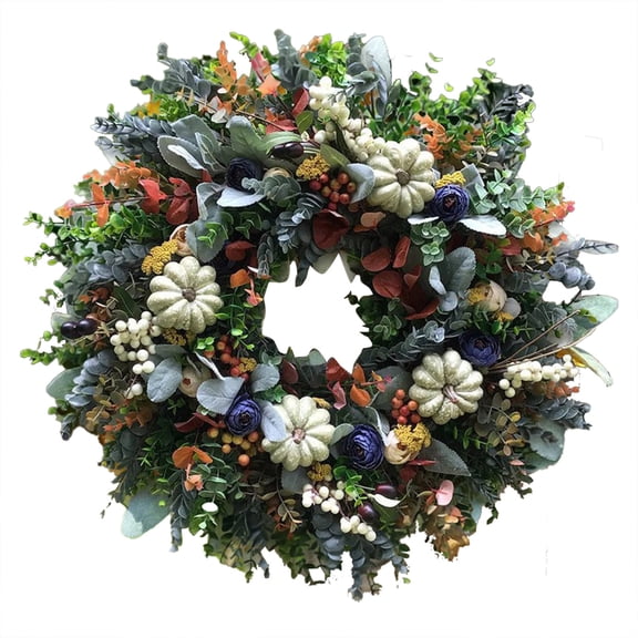 Clearance Sale! Tanune Home Brand, Halloween Wreath Autumn Harvest Wreath Maple Leaf Pumpkin Vine Door Hanging Window, 1*Wreath