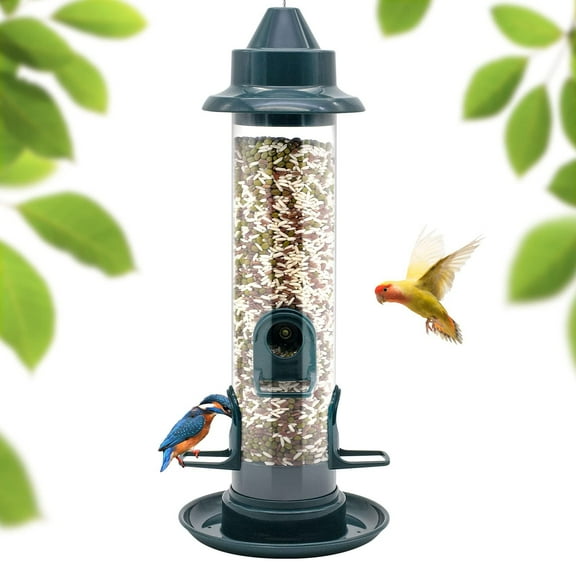 Clearance Sale!Tube Bird Feeders for Outdoors Hanging,Plastic Bird Feeder Outdoor Weatherproof Hanger,Wild Bird Finch Feeder for Outdoors Hanging-13 Inch 4 Port(Seed is not Included)