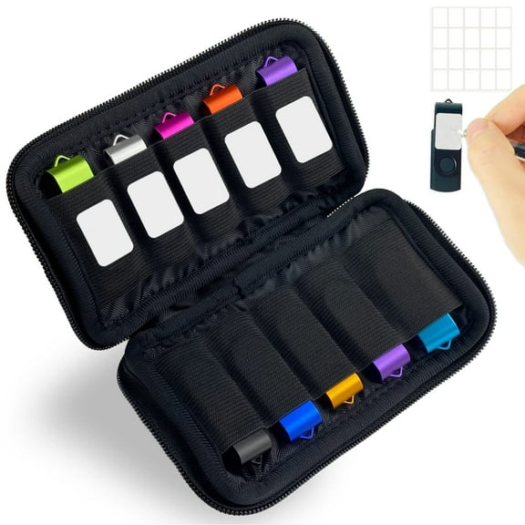 Clearance Sale USB Flash Drive Storage Case - Shockproof Nylon, Zipper Closure, Labeled Compartments, for U Disks & U Shields