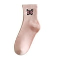 thumbnail image 1 of Clearance Sale Ukumplol Ankle Socks for Women Crew Socks for Women Ladies Socks Pure Cotton Socks Fashion Butterfly Embroidered Stockings Sports Socks Heated Socks Pink One Size, 1 of 3