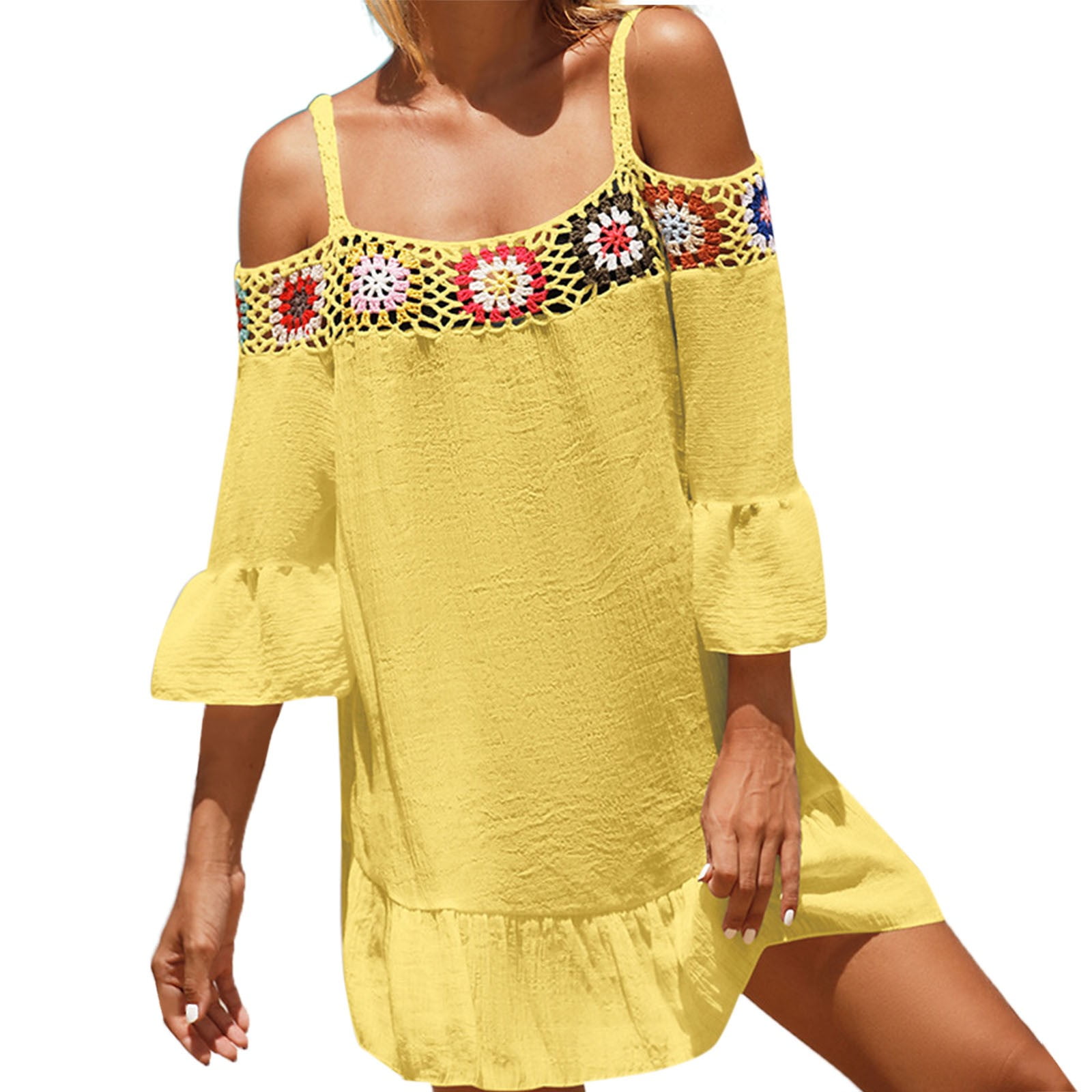Clearance Sale! Ukumplol Casual Dresses for Women，Yellow Dress Women